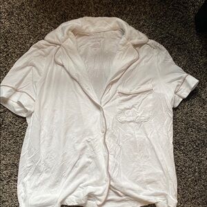White Short Sleeve Button-Up Shirt